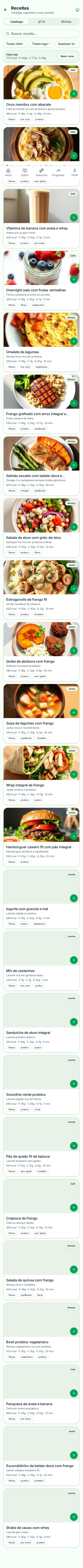 Receitas fitness no celular